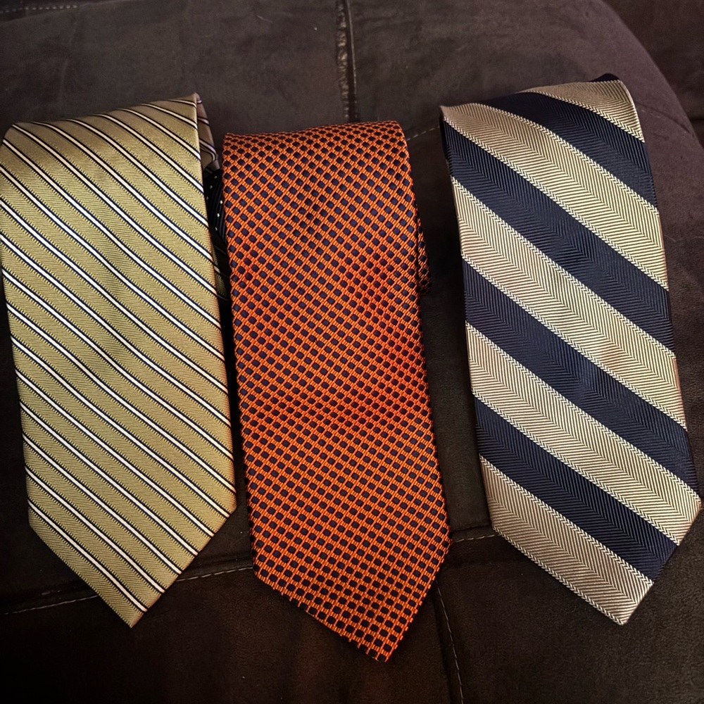 Elegant Men's Tie Set - Gold, Orange, and Black